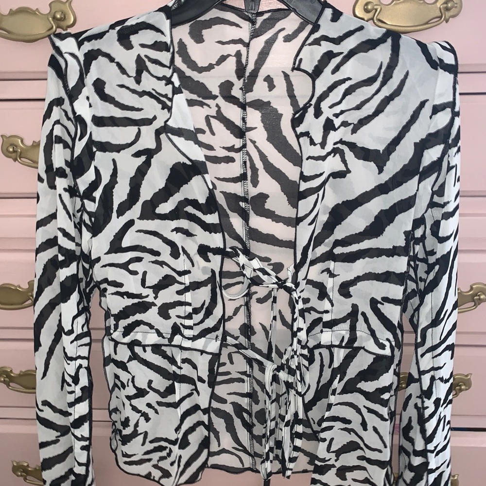 Zebra front tie cover up